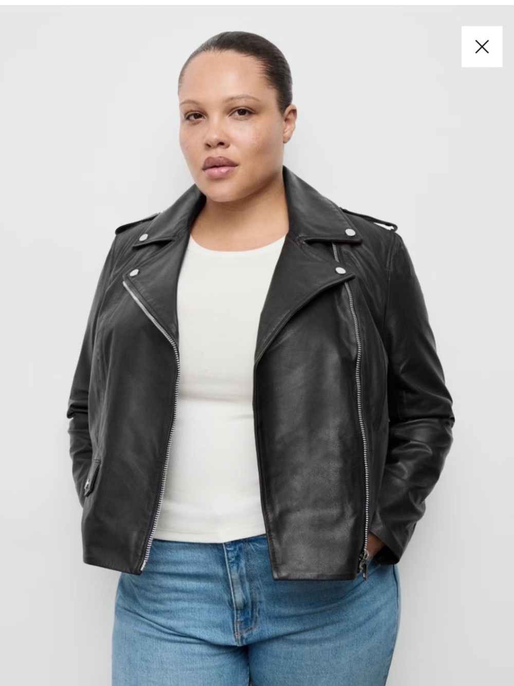 Black Leather Moto Jacket - Women